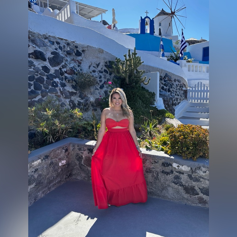Red maxi dress